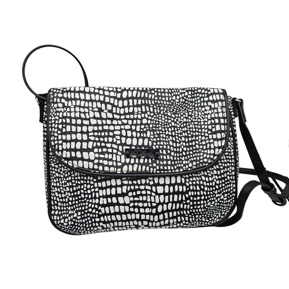 Vera Bradley Black and White Croc-Print Crossbody Shoulder Bag